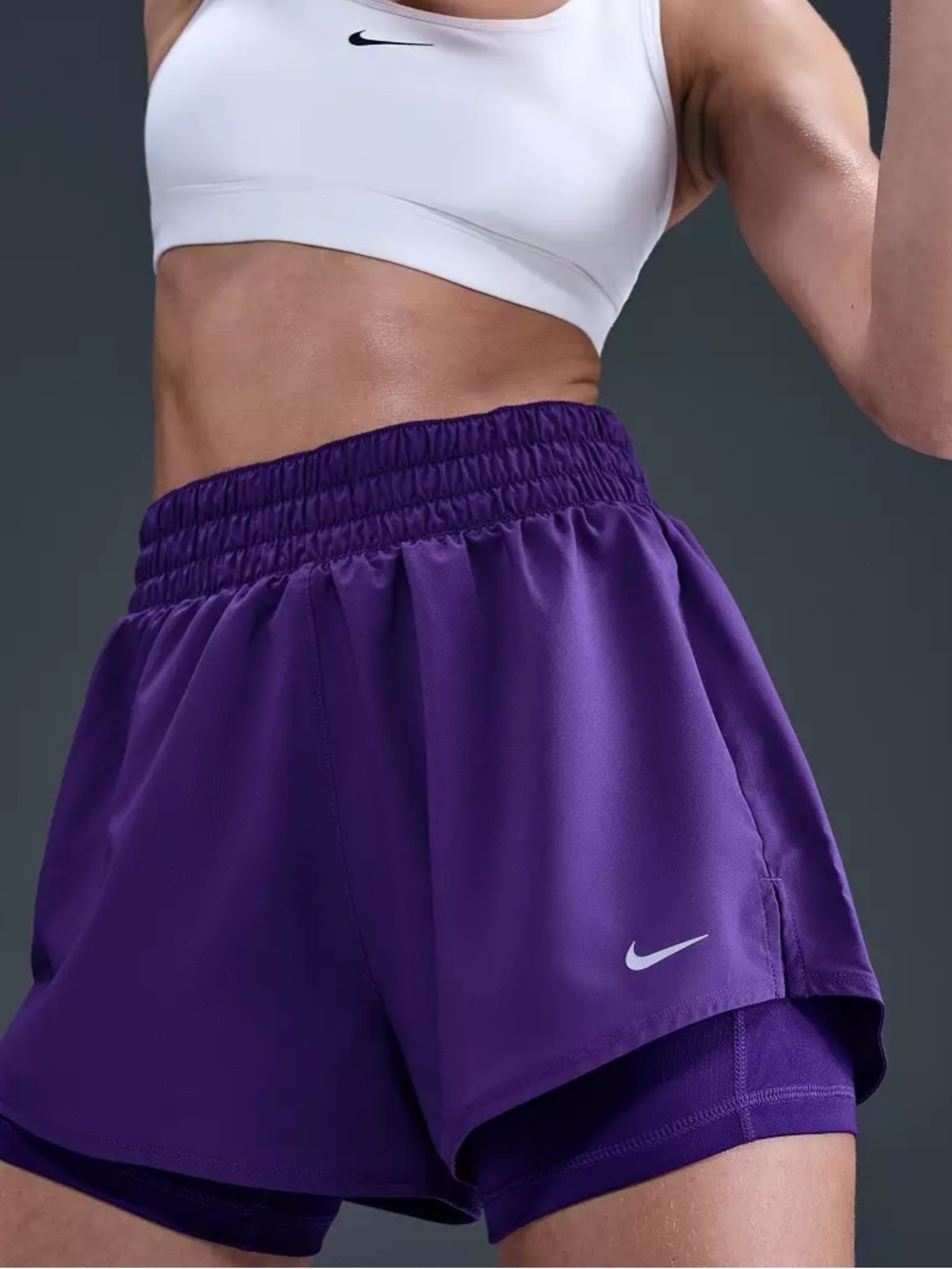 NWT Nike One Dri-FIT High-Waisted 3" 2-in-1 Shorts | Court Purple | Size XS